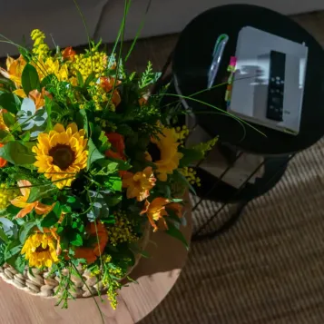Cesta de girasoles