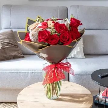 Comprar Ramo de Rosas con Peluche en Barcelona | Flores con Peluche