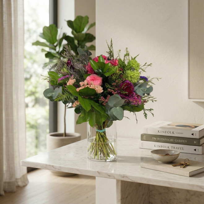 Ramo Miriam | Bouquet Elegante con Hortensia y Rosas Fucsia | Flores Navarro Barcelona
