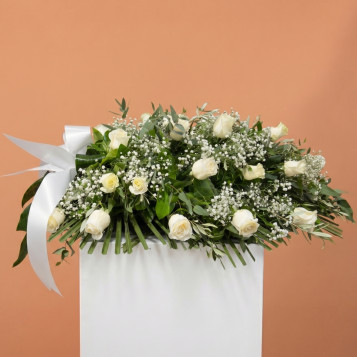 Compra Ram Funerari de Roses Blanques a Barcelona | Flors per a Difunts